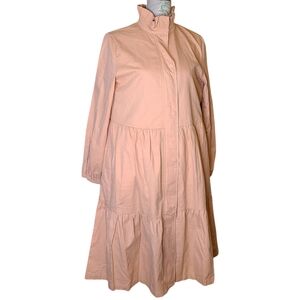 K/Lab Size Large Peach Modest Feminine Ruffled Tiered Flowy Trench Coat …